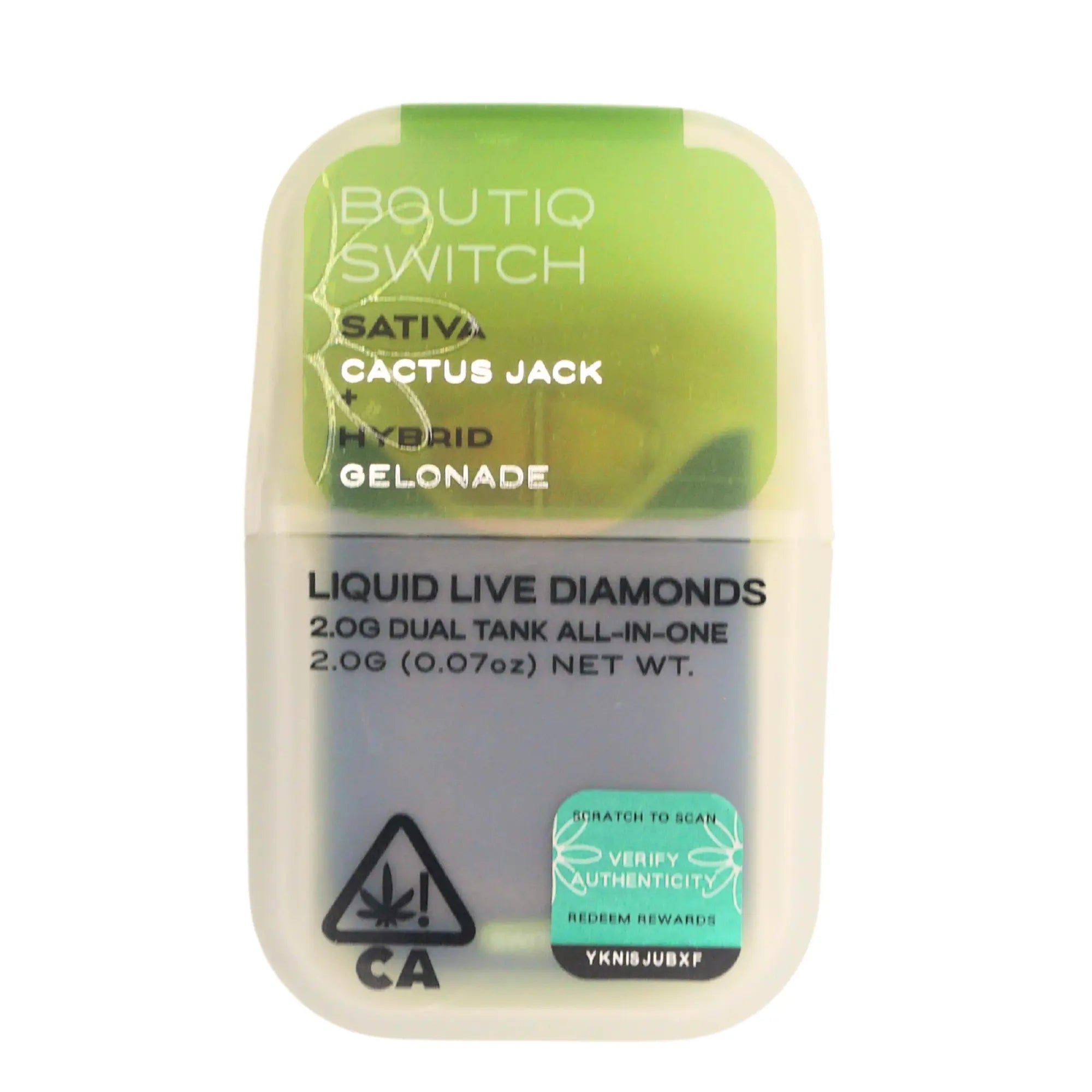 Boutiq Switch Liquid Live Diamonds disposable vape: Cactus Jack + Gelonade (2g) - Puffy Parcel