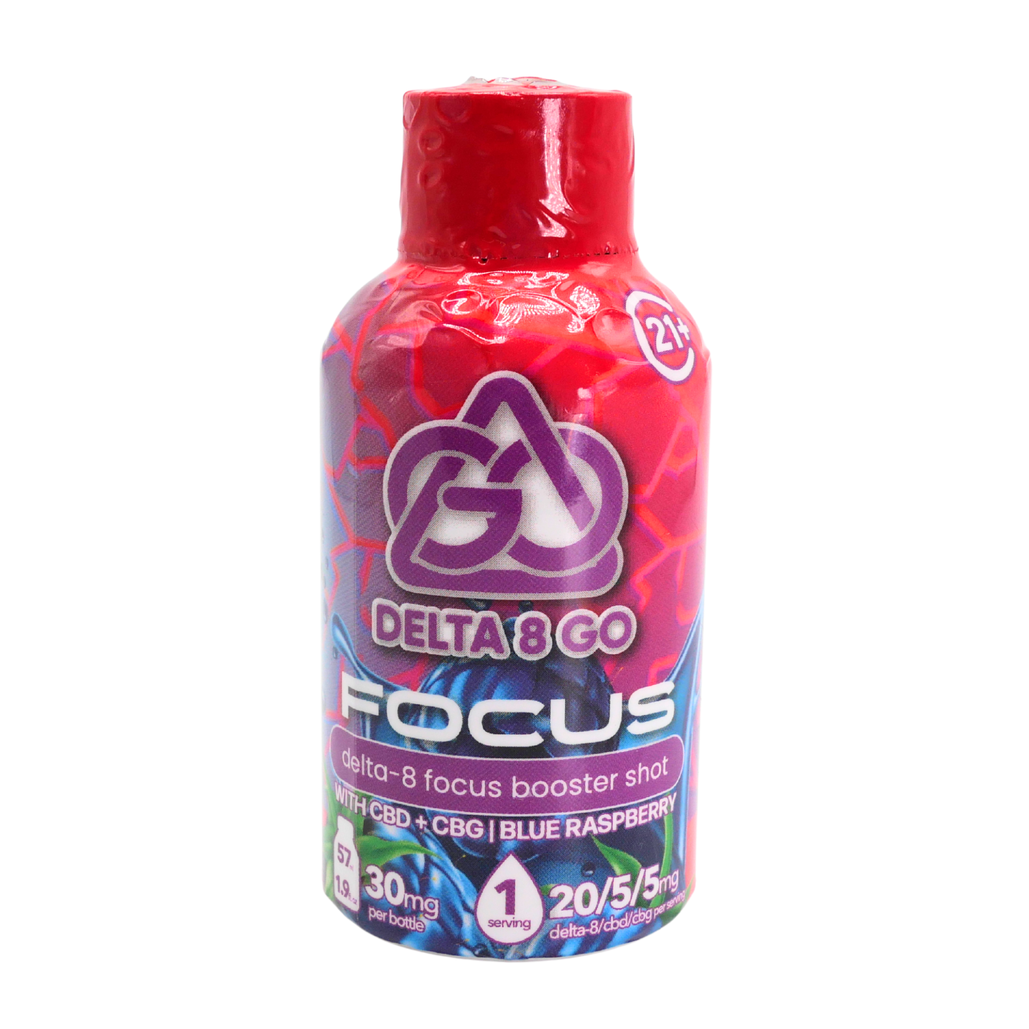 Delta 8 Go Blue Raspberry Shot: FOCUS (30mg)