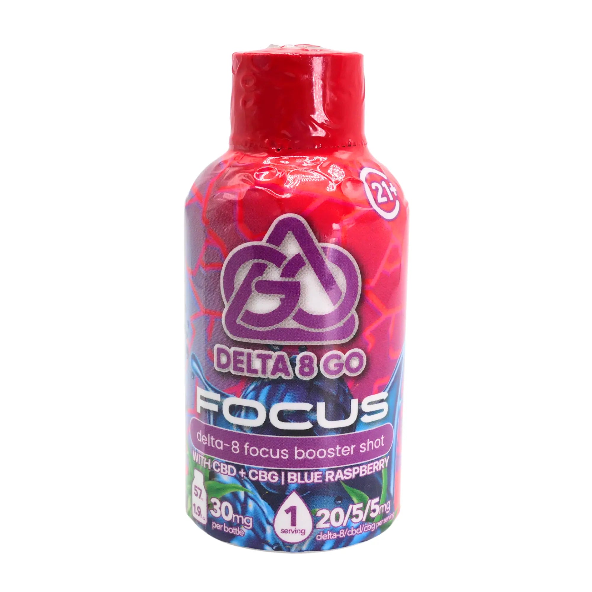 Delta 8 Go Blue Raspberry Shot: FOCUS (30mg) Apex Labs