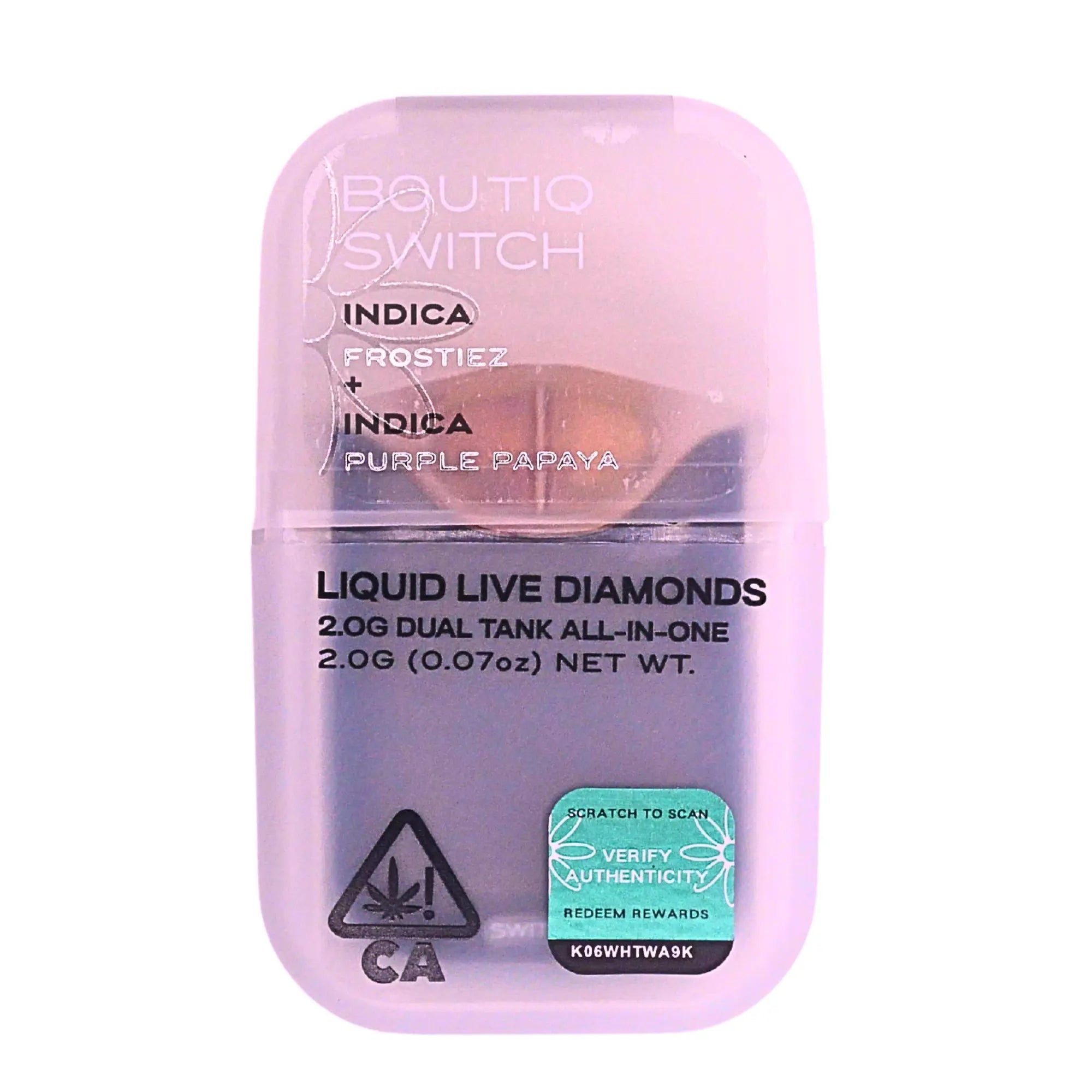 Boutiq Switch Liquid Live Diamonds disposable vape: Frostiez + Purple Papaya (2g) - Puffy Parcel
