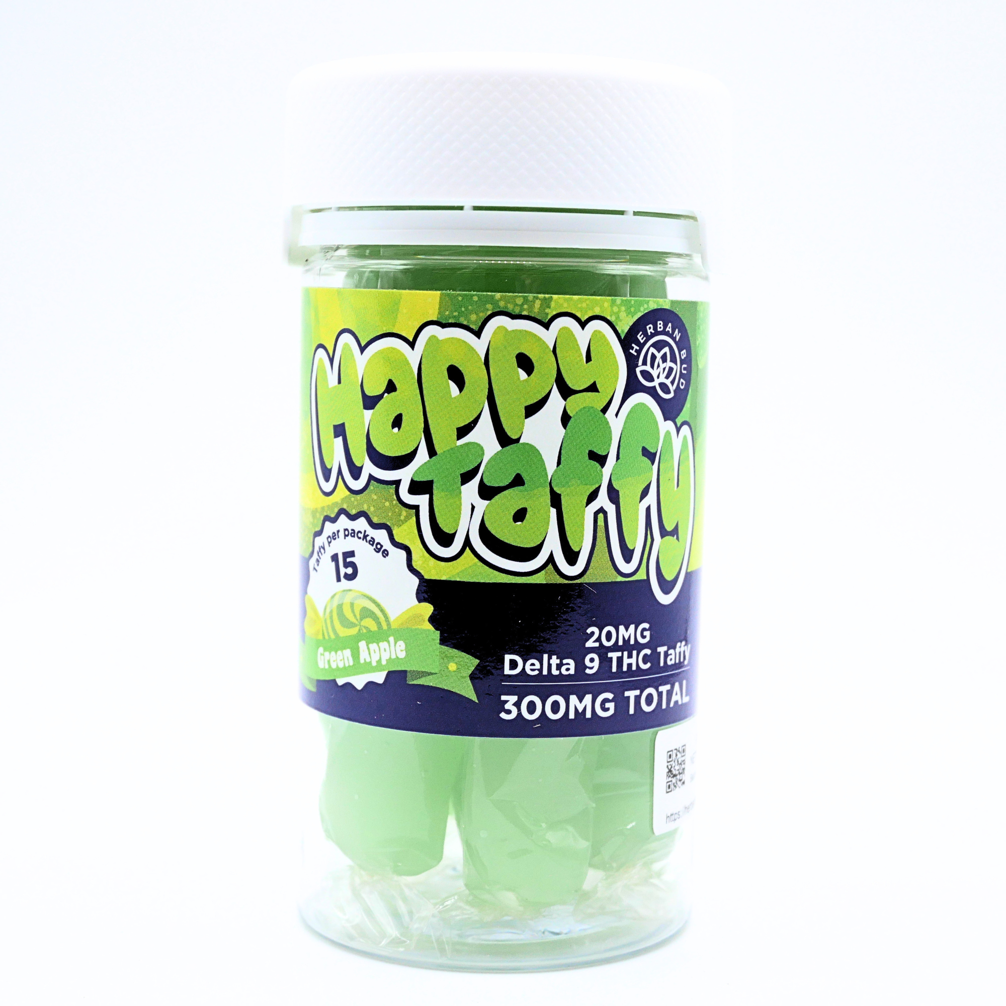 Herban Bud | Green Apple Happy Taffy (15ct - 300mg total) Puffy Parcel