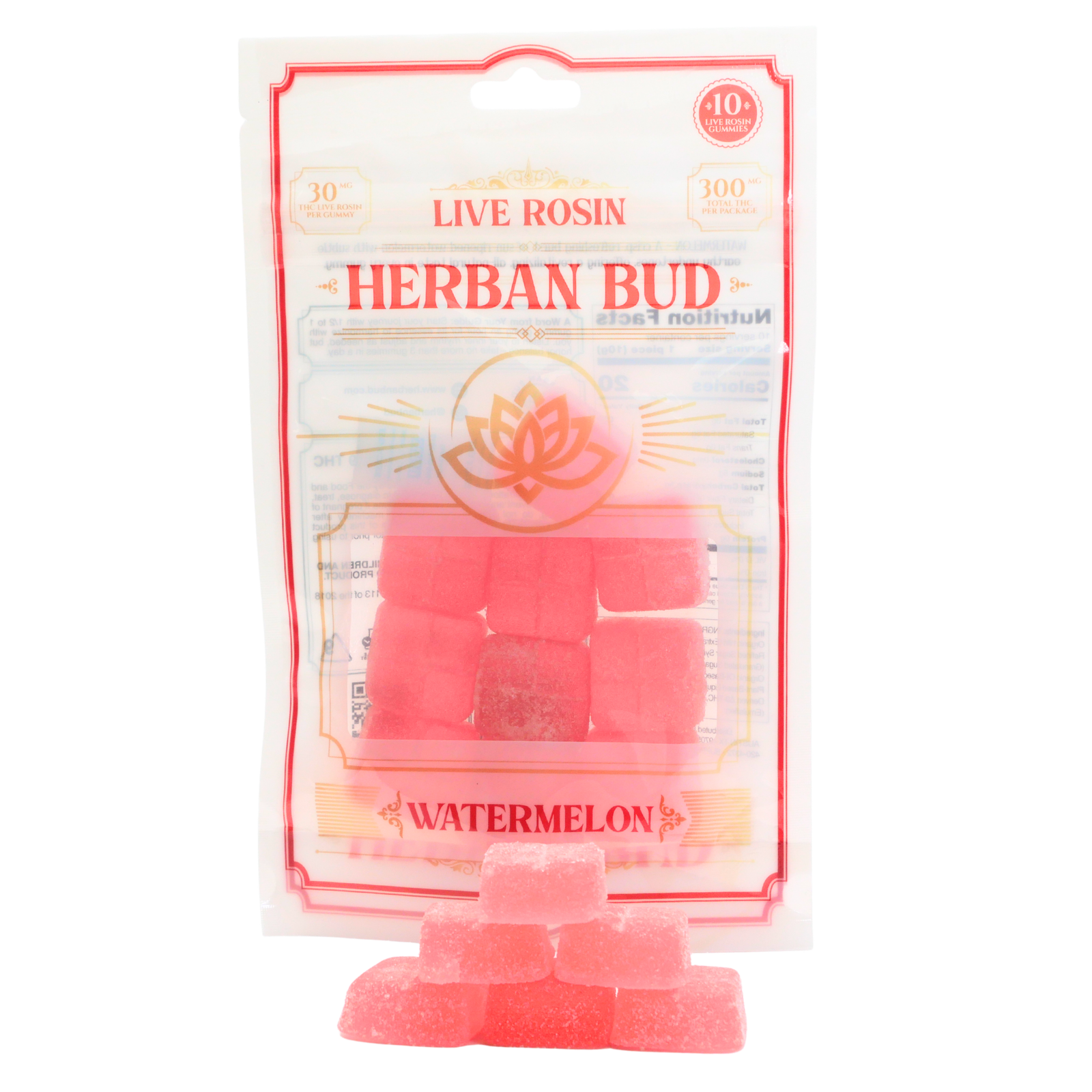 Herban Bud Live Rosin Gummies: Watermelon Puffy Parcel