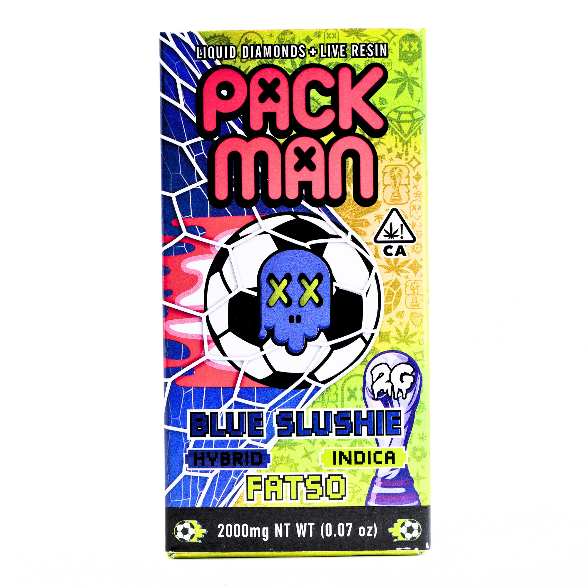 Limited World Cup Pack Man Liquid Diamonds + Live Resin Vape: Blue Slushie (Hybrid) X Fatso (Indica) Puffy Parcel