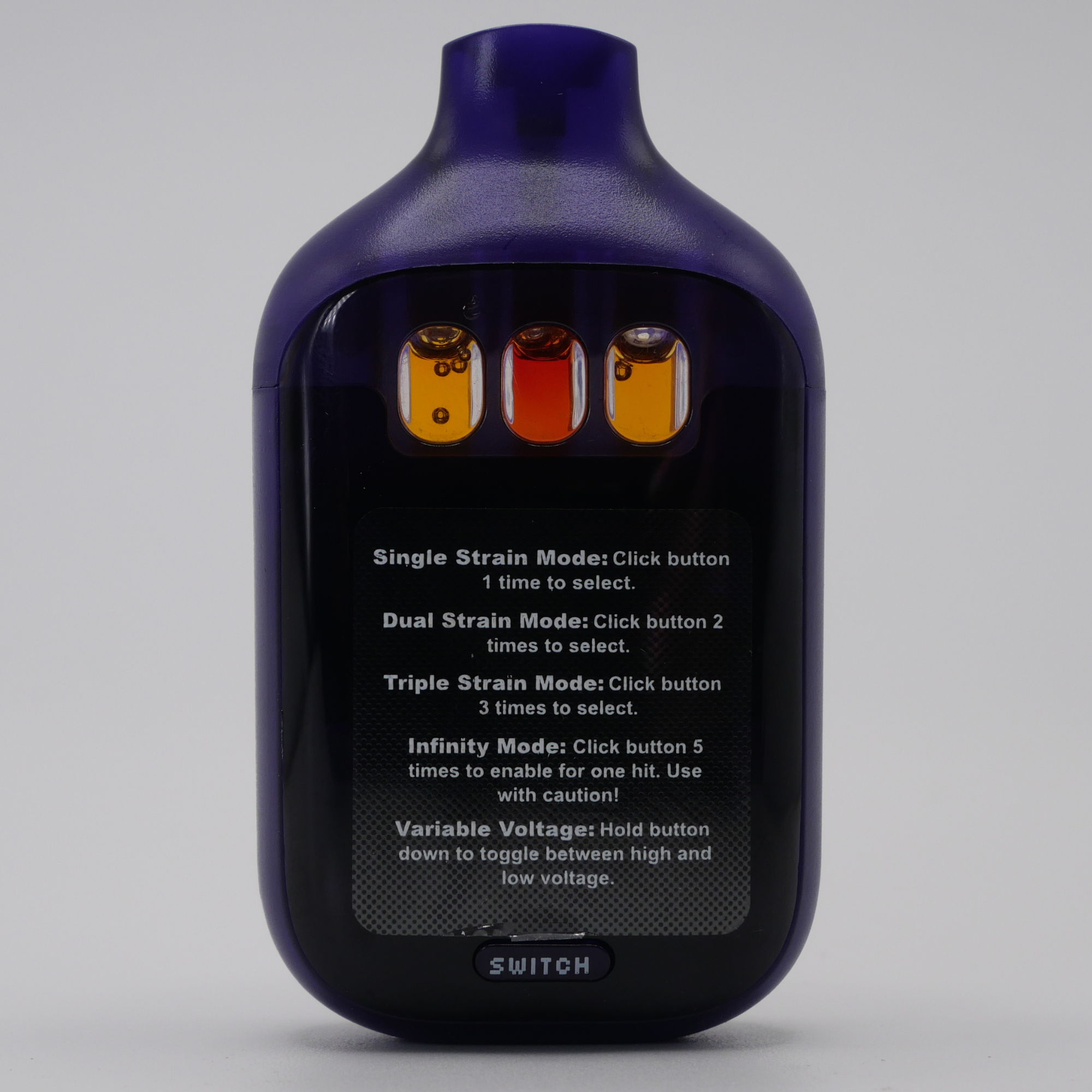 Boutiq Switch Liquid Live Diamonds rechargeable vape: Purple Papaya + Blue Berriez + RZ-11 (2g) Puffy Parcel