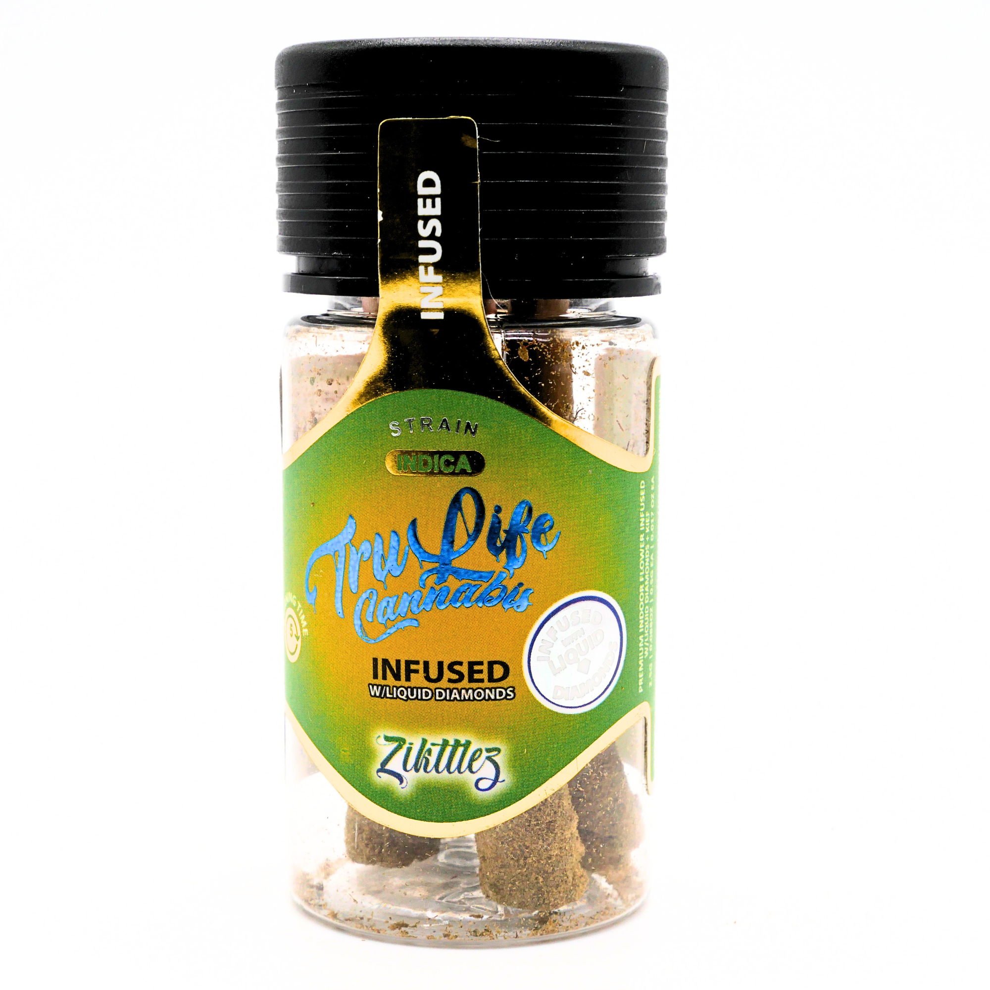 TruLife 5-pack prerolls (INFUSED W/LIQUID DIAMONDS + KIEF): Zikittles (2.5g) Puffy Parcel