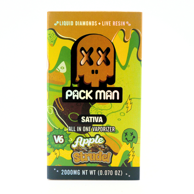 Pack Man Liquid Diamonds + Live Resin rechargeable vape: Apple Strudel (2g) Puffy Parcel