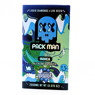 Pack Man Liquid Diamonds + Live Resin vape: Blueberry Yogurt (2g) Puffy Parcel