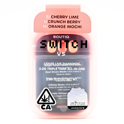 Boutiq Switch Liquid Live Diamonds rechargeable vape: Cherry Lime + Crunch Berry + Orange Mochi (2g) Puffy Parcel