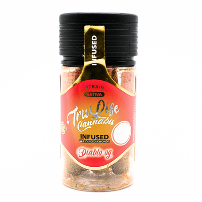 TruLife 5-pack prerolls (INFUSED W/LIQUID DIAMONDS + KIEF): Diablo OG (2.5g) Puffy Parcel