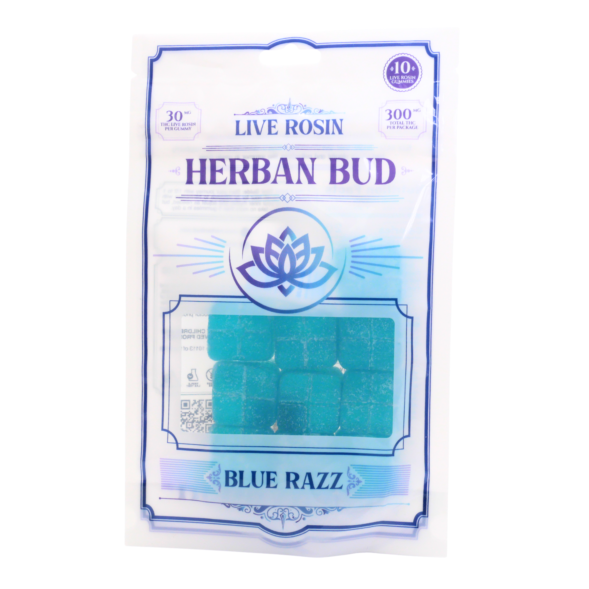 Herban Bud Live Rosin Gummies: Blue Razz Puffy Parcel