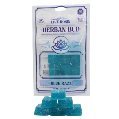 Herban Bud Live Rosin Gummies: Blue Razz Puffy Parcel