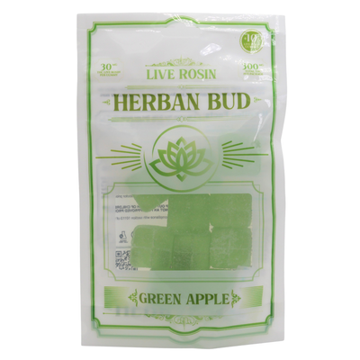 Herban Bud Live Rosin Gummies: Green Apple Puffy Parcel