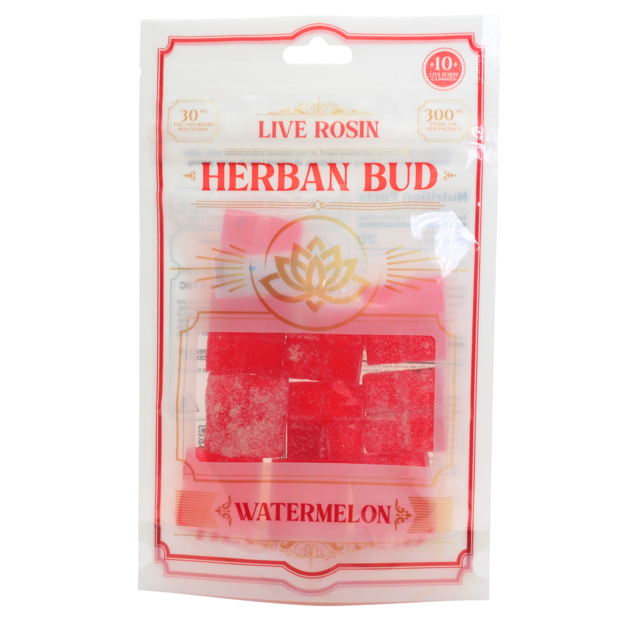 Herban Bud Live Rosin Gummies: Watermelon Puffy Parcel