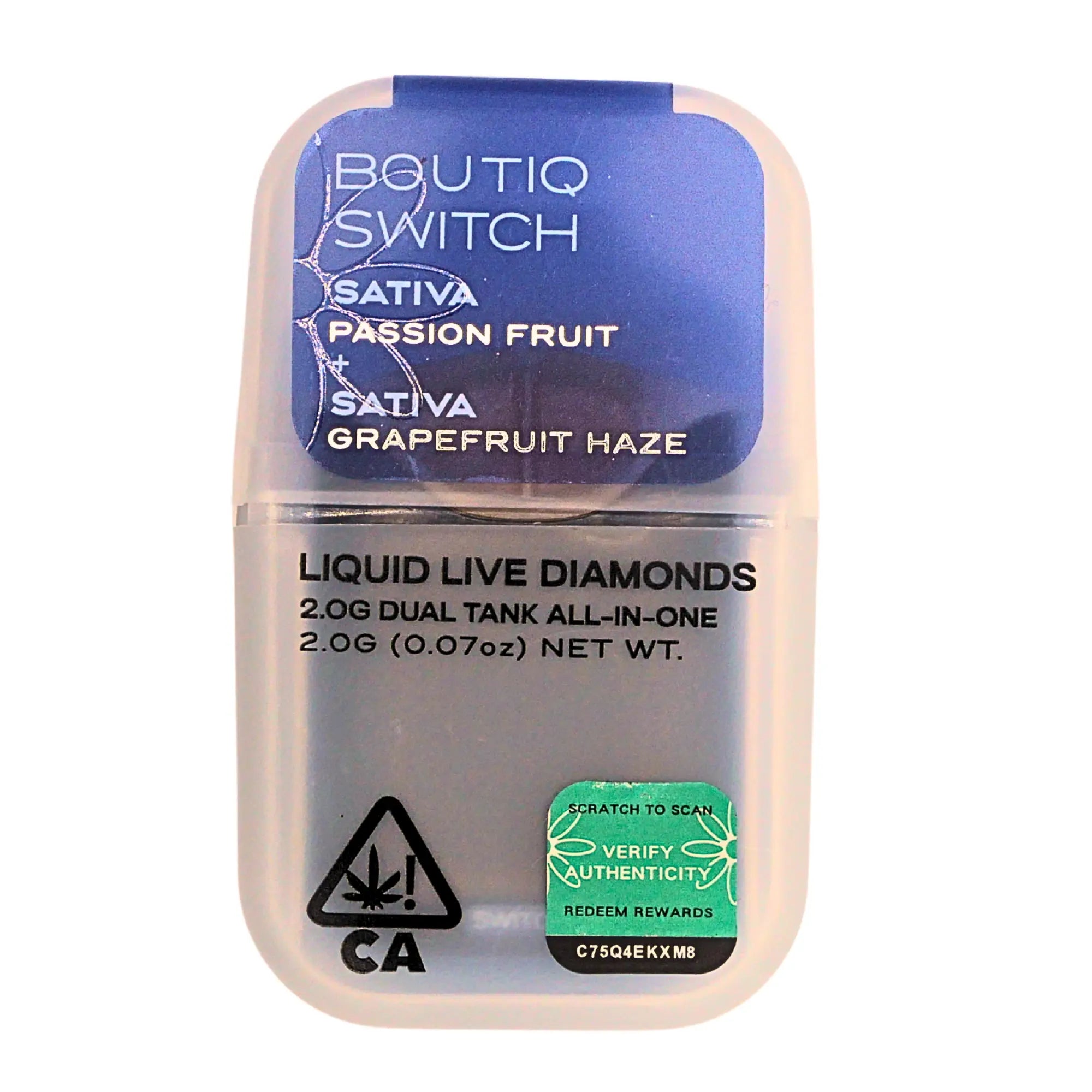 Boutiq Switch Liquid Live Diamonds disposable vape: Passion Fruit + Grapefruit (2g) - Puffy Parcel