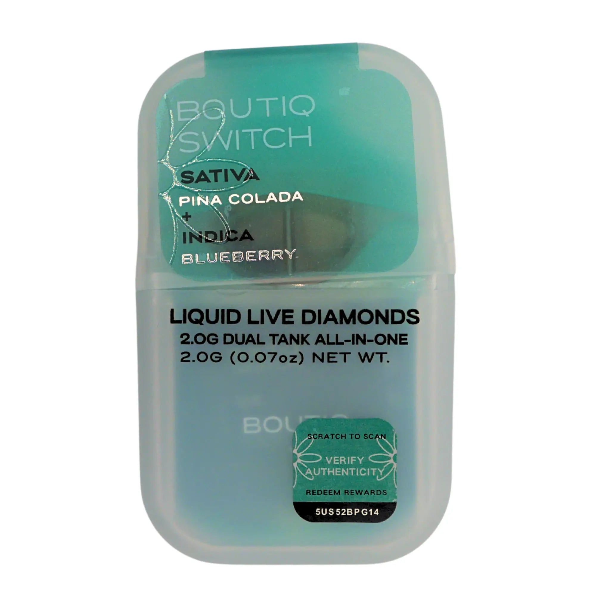 Boutiq Switch Liquid Live Diamonds disposable vape: Pina Colada + Blueberry (2g) - Puffy Parcel