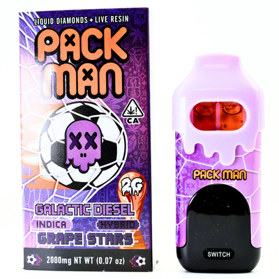 Limited World Cup Pack Man Liquid Diamonds + Live Resin Vape:Galactic Diesel (Indica) + Grape Stars (Hybrid)(2g) Puffy Parcel