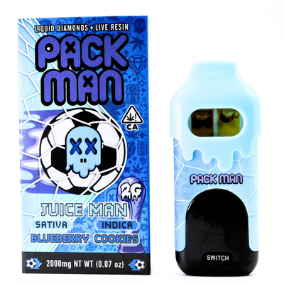 Limited World Cup Pack Man Liquid Diamonds + Live Resin Vape: Juice Man (Sativa) x Blueberry Cookies (Indica)(2g) Puffy Parcel
