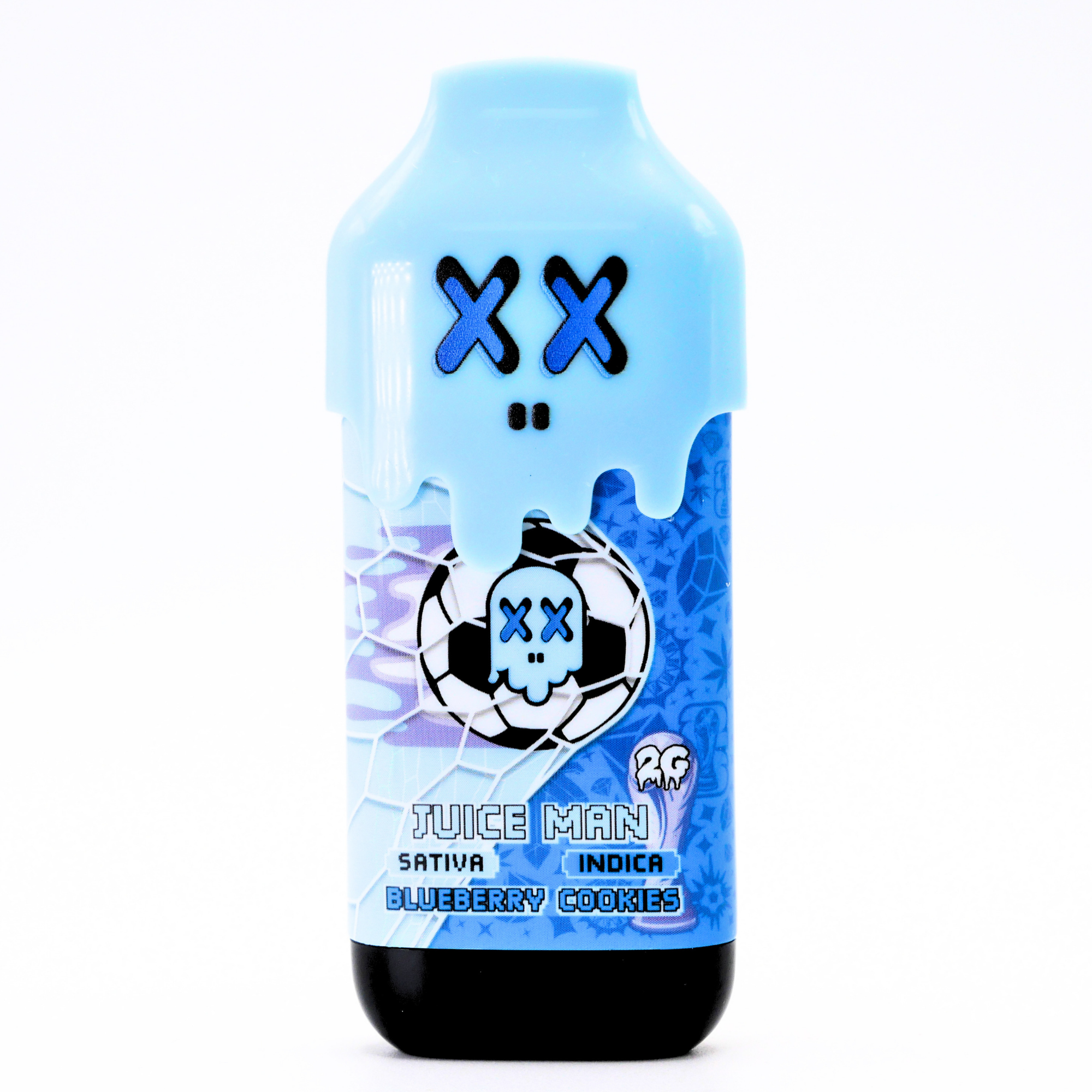 Limited World Cup Pack Man Liquid Diamonds + Live Resin Vape: Juice Man (Sativa) x Blueberry Cookies (Indica)(2g) Puffy Parcel