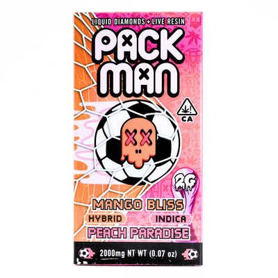 Limited World Cup Pack Man Liquid Diamonds + Live Resin Vape: Mango Bliss (Hybrid) x Peach Paradise (Indica)(2g) Puffy Parcel