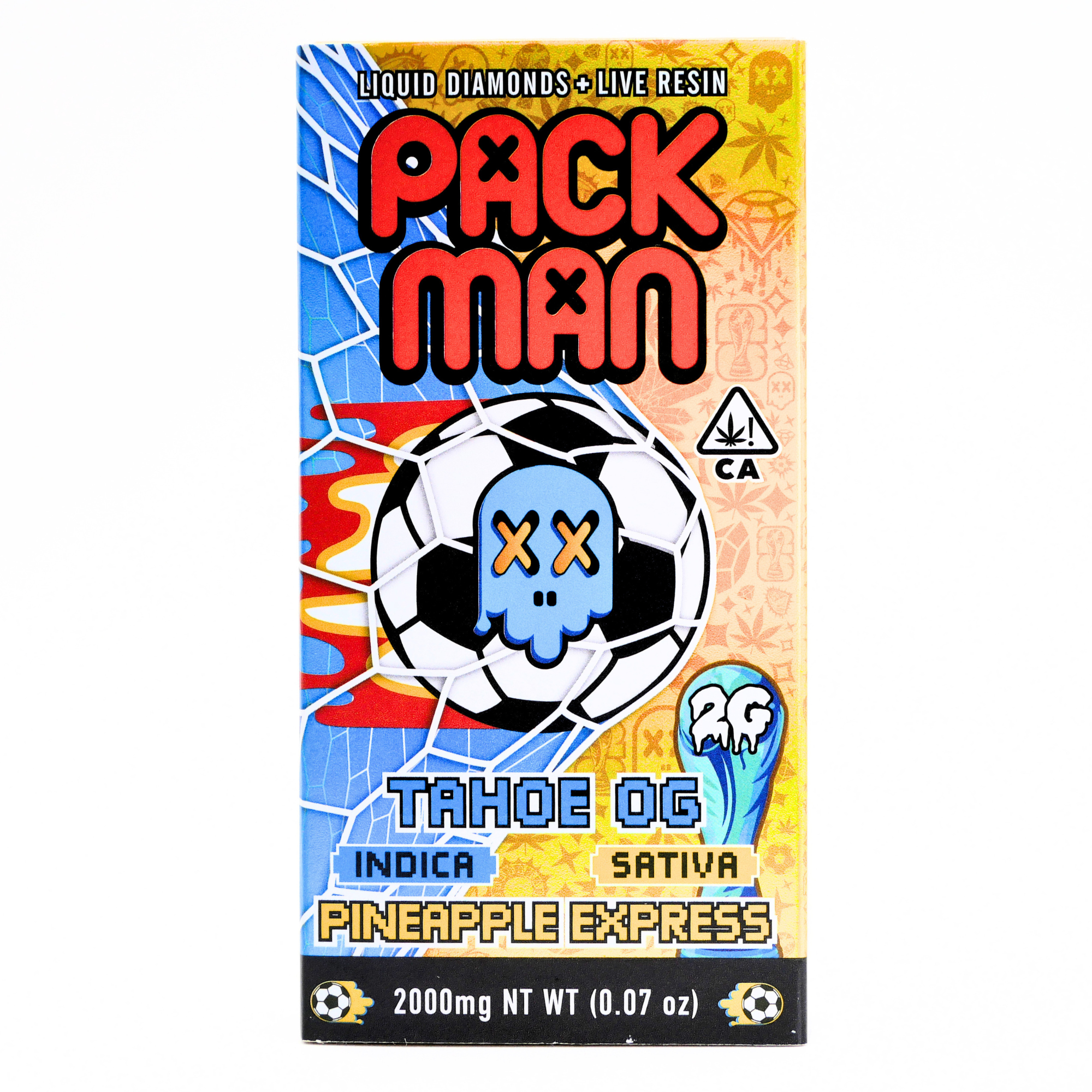 Limited World Cup Pack Man Liquid Diamonds + Live Resin Vape:Tahoe OG (Indica) + Pineapple Express (Sativa)(2g) Puffy Parcel