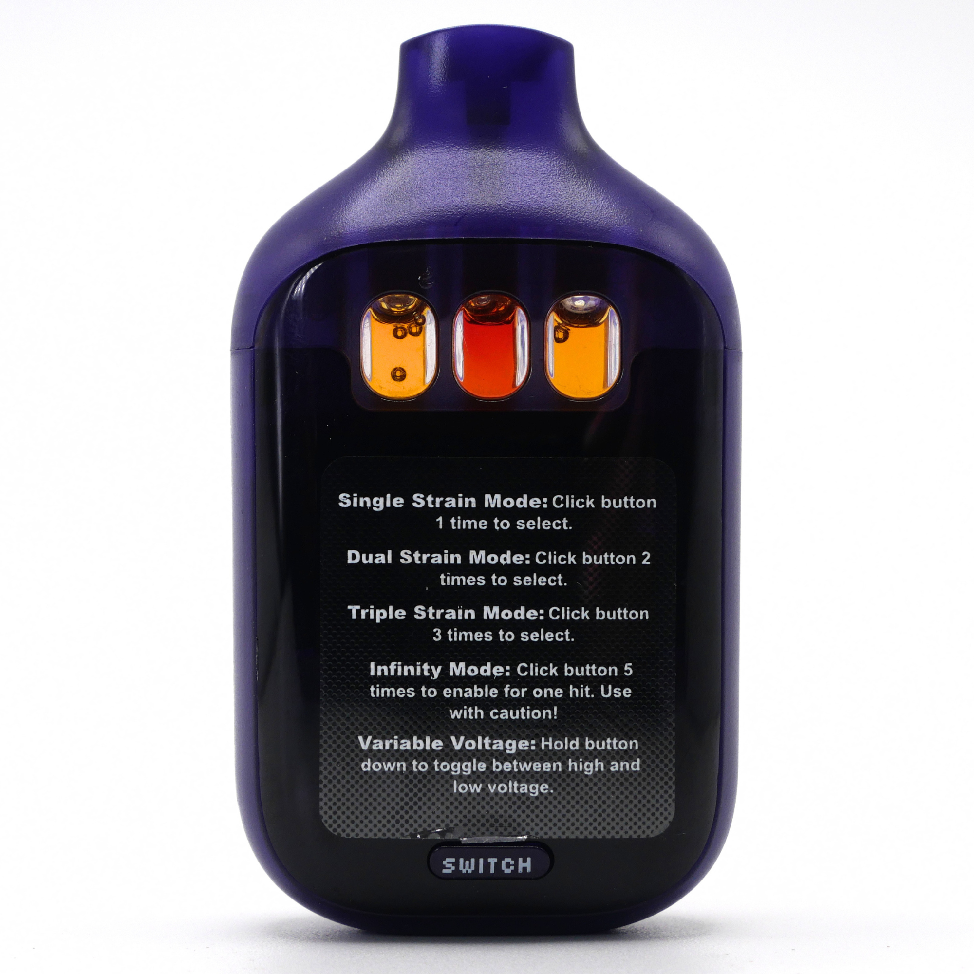 Boutiq Switch Liquid Live Diamonds rechargeable vape: Purple Papaya + Blue Berriez + RZ-11 (2g) Puffy Parcel