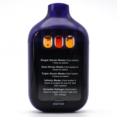 Boutiq Switch Liquid Live Diamonds rechargeable vape: Purple Papaya + Blue Berriez + RZ-11 (2g) Puffy Parcel