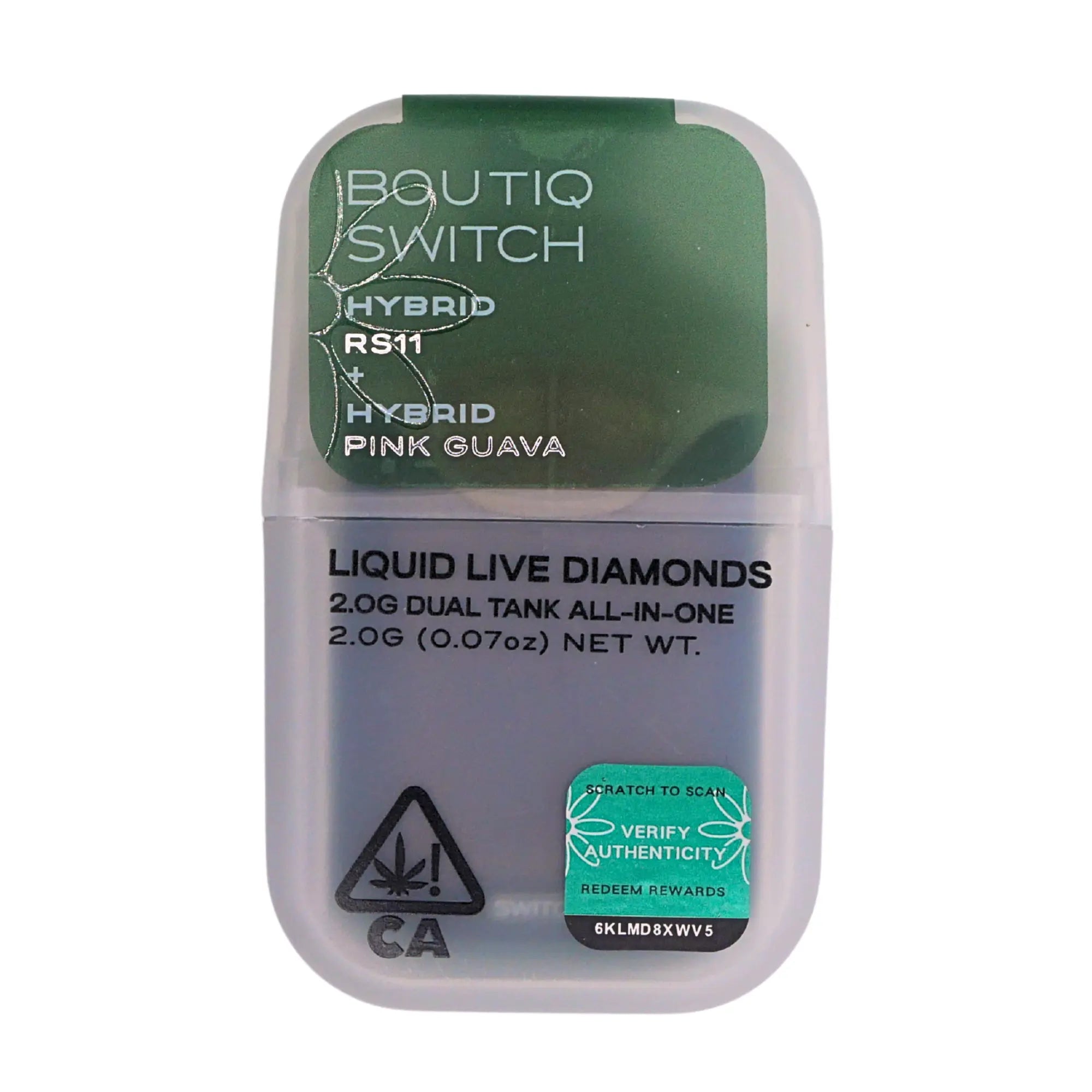 Boutiq Switch Liquid Live Diamonds disposable vape: RS11 + Pink Guava (2g) - Puffy Parcel