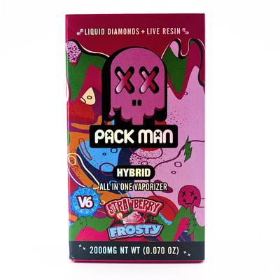 Pack Man Liquid Diamonds + Live Resin vape: Strawberry Frosty (2g) Puffy Parcel